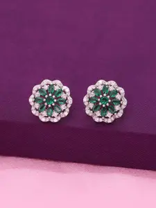 KAI JEWEL 92.5 Sterling Silver Rhodium-Plated Cubic Zirconia Contemporary Stud Earrings