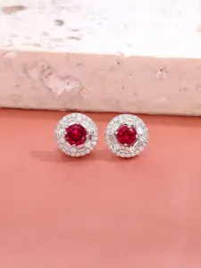 KAI JEWEL Rhodium-Plated 92.5 Sterling Silver Circular Studs Earrings