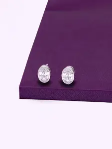KAI JEWEL 925 Sterling Silver Rhodium-Plated Cubic Zirconia Studded Studs Earrings
