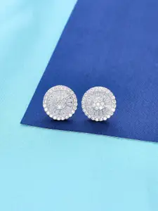 KAI JEWEL Rhodium-Plated 92.5 Sterling Silver Circular Studs Earrings