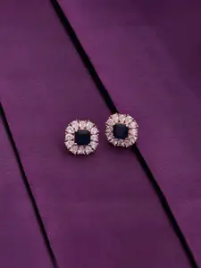 KAI JEWEL Cubic Zirconia Rose Gold-Plated Sterling Silver Studs Earrings