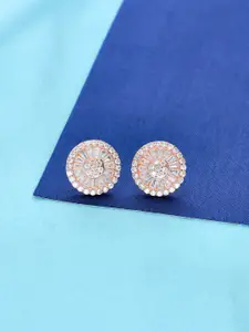 KAI JEWEL Cubic Zirconia Rhodium Plated Sterling Silver Studs Earrings