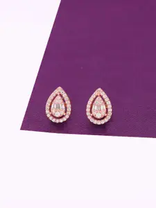 KAI JEWEL 92.5 Sterling Silver Rhodium-Plated Cubic Zirconia Contemporary Stud Earrings