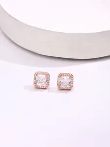 KAI JEWEL Cubic Zirconia Rose Gold-Plated Sterling Silver Studs Earrings