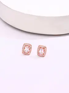 KAI JEWEL Cubic Zirconia Rose Gold-Plated Sterling Silver Studs Earrings