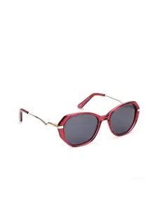 HASHTAG EYEWEAR Women Oval Sunglasses with Polarised and UV Protected Lens HTMB1182_C2