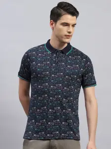 Monte Carlo Conversational Printed Polo Collar Cotton Regular Fit T-shirt
