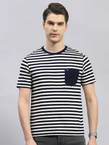 Monte Carlo Round Neck Striped Pockets T-shirt