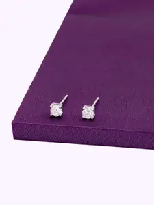 KAI JEWEL 92.5 Sterling Silver Rhodium-Plated Cubic Zirconia Studded Studs Earrings