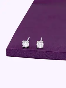 KAI JEWEL 92.5 Sterling Silver Rhodium-Plated Cubic Zirconia Studded Studs Earrings