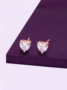 KAI JEWEL Cubic Zirconia Rose Gold Plated Sterling Silver Studs Earrings
