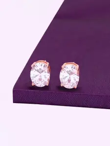 KAI JEWEL 92.5 Sterling Silver Rhodium-Plated Oval Studs Earrings