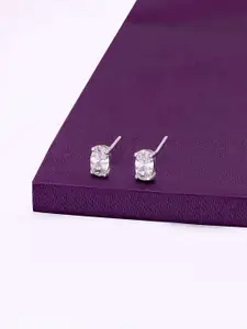 KAI JEWEL 92.5 Sterling Silver Rhodium-Plated Cubic Zirconia Studded Studs Earrings
