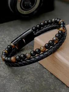 SWASHAA Men Leather Wraparound Bracelet