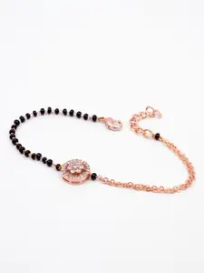 SWASHAA Rose Gold-Plated American Diamond Studded Mangalsutra Bracelet