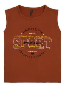 earth conscious Boys Typography Printed Round Neck Cotton Applique T-shirt