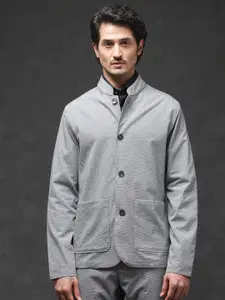 RARE RABBIT Self Design Mock Collar Tailored Jacket