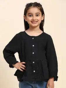 Maaesa Girls Modern Collarless Curved Cotton Casual Shirt