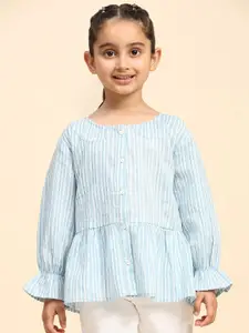 Maaesa Girls Modern Opaque Striped Casual Shirt