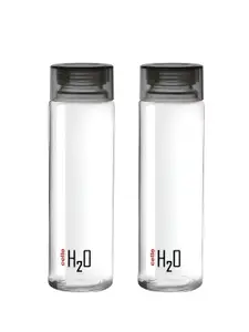 Cello H2O Black & Transparent 2 Pieces Glass Water Bottle 920 ml