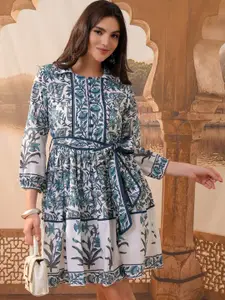 Vishudh Ethnic Motifs Printed Fit & Flare Dress