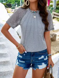 all about you Round Neck Raglan Sleeves Regular Top