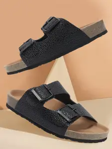 DressBerry Black Open Toe Flats