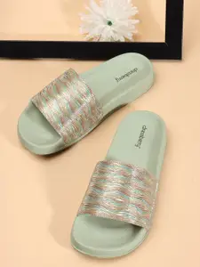 DressBerry Women Green Self Design Sliders