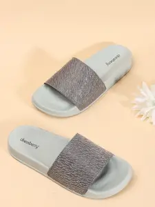 DressBerry Women Grey Self Design Sliders