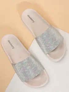 DressBerry Women Pink Textured Sliders