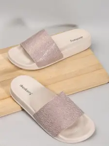 DressBerry Women Pink Self Design Sliders