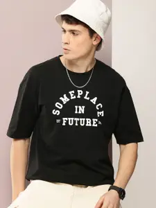 Kook N Keech Men Typography Printed Drop-Shoulder Sleeves Oversized T-shirt