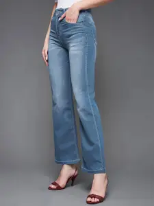 Miss Chase Women Wide Leg Light Fade Stretchable Jeans