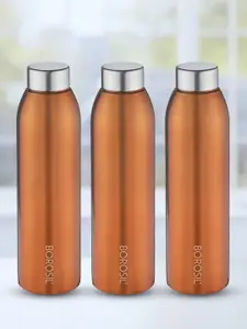 BOROSIL Bronze-Toned 3 Pcs Stainless Steel Single Wall Water Bottles 750 ML