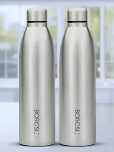 BOROSIL Black 2 Pieces Stainless Steel Single Wall Vacuum Water Bottles 950 ml