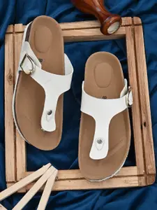 BRISKERS Open Toe T-Strap Flats