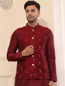 DEYANN Woven Design Mandarin Collar Nehru Jacket