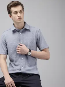 V Dot Skinny Fit Self Designed Casual Shirt