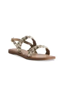 ERIDANI Textured Open Toe Flats