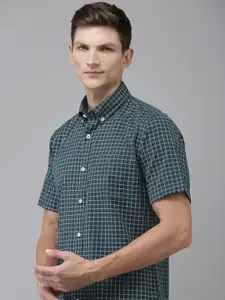 Van Heusen Sport Pure Cotton Slim Fit Grid Tattersall Checks Opaque Casual Shirt