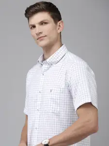 Van Heusen Sport Pure Cotton Slim Fit Grid Tattersall Checks Opaque Casual Shirt