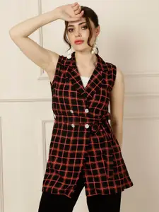 DAEVISH Women Checked Lapel Shrug