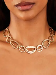 Accessorize Alloy Textured Leaf Shaped Statement Necklace