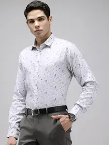 V Dot Pure Cotton Slim Fit Opaque Printed Formal Shirt