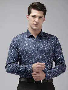 V Dot Pure Cotton Slim Fit Opaque Printed Formal Shirt
