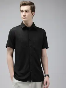 V Dot Skinny Fit Self Designed Casual Shirt