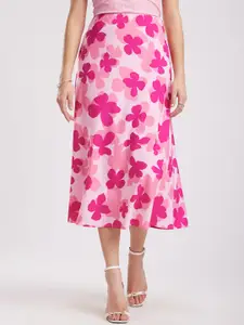 FableStreet Floral Printed Flared Midi Skirt