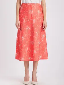 FableStreet Floral Printed A-Line Midi Skirt