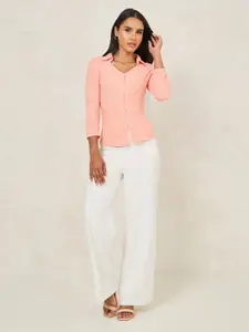 Styli Crinkled Texture V-Neck Top