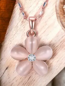 Okos Rose Gold-Plated Petals-Shaped Pendants With Chains